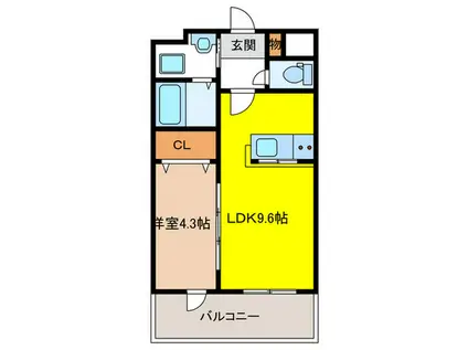ラシュール・イン大橋II(1LDK/10階)の間取り写真