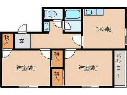 ララ・オーシャン(2DK/2階)の間取り写真