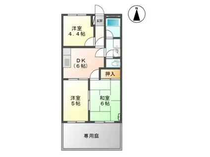 アーバンハイツリブ2(3DK/1階)の間取り写真