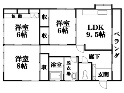 中島アパート(3LDK/2階)の間取り写真