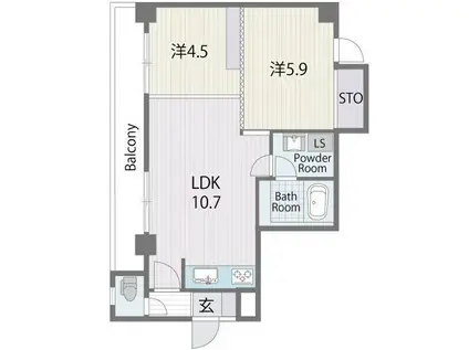 レキシントンスクエア浄水(2LDK/4階)の間取り写真