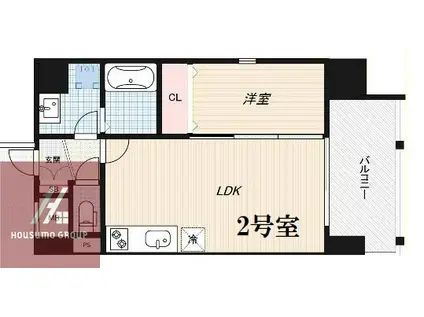 ALZA KITAHORIE(1LDK/4階)の間取り写真