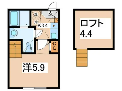TINA 小田急相模原(1K/1階)の間取り写真