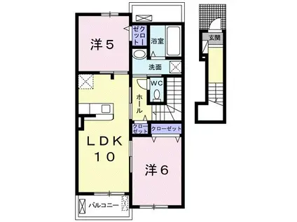 アテナ A(2LDK/2階)の間取り写真