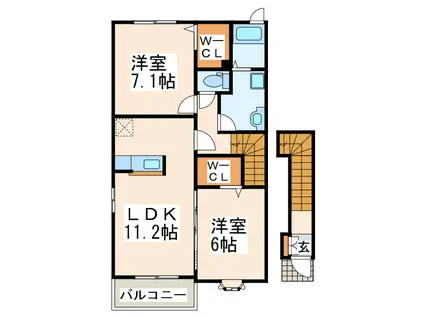ウイング・コート(2LDK/2階)の間取り写真