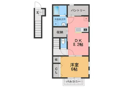 エスペランサ八幡(1LDK/2階)の間取り写真