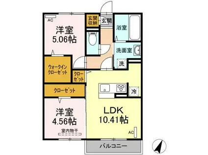ハピネス古賀島 A(2LDK/2階)の間取り写真