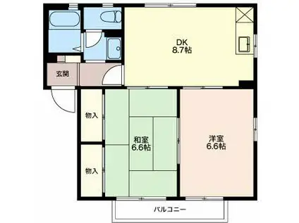 クレセントモール C(2DK/2階)の間取り写真