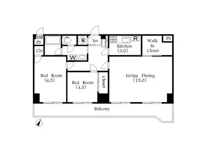 ダイアパレス津田沼(2LDK/5階)の間取り写真