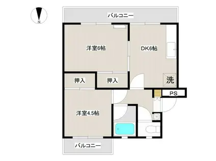 海老名三紫コーポ(2DK/2階)の間取り写真