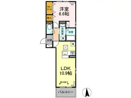 BRISA(1LDK/1階)の間取り写真