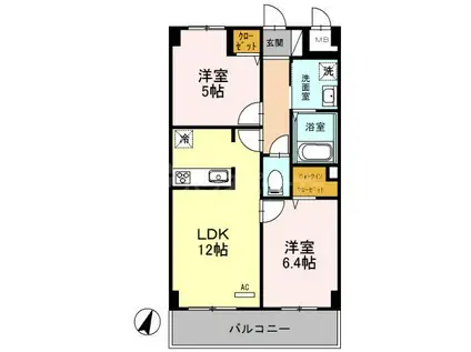 グランチェスタ(2LDK/2階)の間取り写真