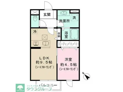 セレナモンド(1LDK/1階)の間取り写真