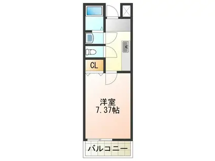 グリーンゲイブルズ大町(1K/2階)の間取り写真