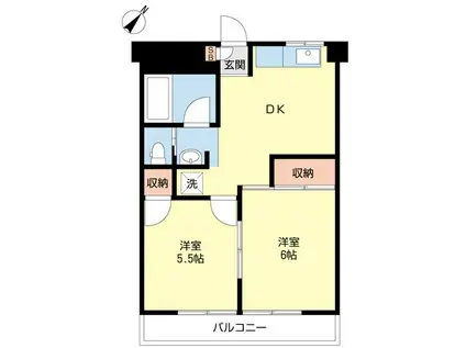 風祭マンション(2DK/5階)の間取り写真