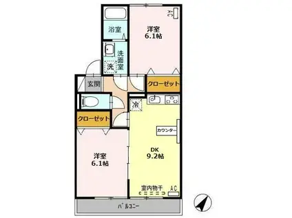 ヴェルディ藤崎(2DK/2階)の間取り写真