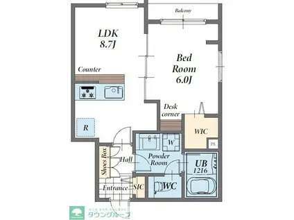 ジョイアークス世田谷中町(1LDK/3階)の間取り写真