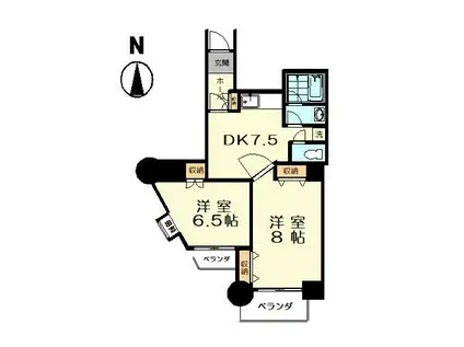 東急池上線 池上駅 徒歩4分 7階建 築31年(2DK/1階)の間取り写真