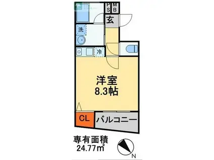 ウーヌスSHOTO(ワンルーム/5階)の間取り写真