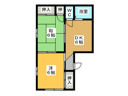 ツインハイツ宝A(2K/2階)の間取り写真