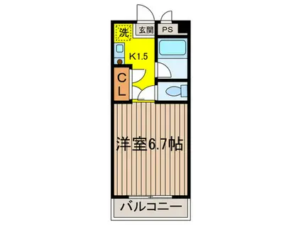 エステージ西調布 B(1K/4階)の間取り写真