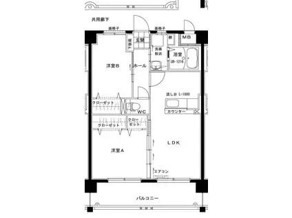 ヴィルヌーブ(2LDK/3階)の間取り写真