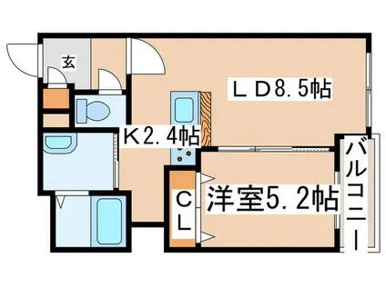 CACAO円山(1LDK/5階)の間取り写真