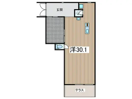 APARTMENT CLOUD B棟(ワンルーム/1階)の間取り写真