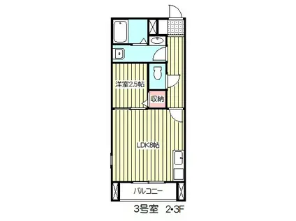 アンソレイエ(1LDK/3階)の間取り写真