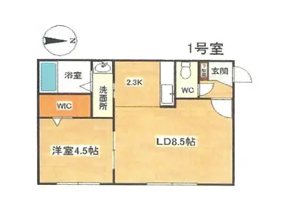 COROCORO KIKUSUI(1LDK/4階)の間取り写真