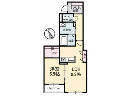 REINE若宮町(1LDK/3階)の間取り写真