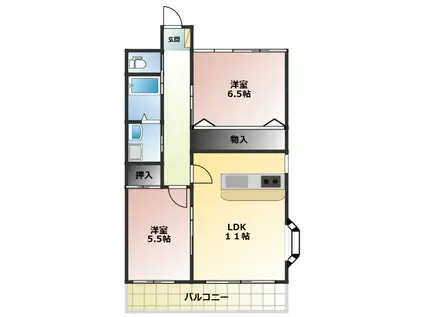 ネクステージ・ヤンググラス G(2LDK/2階)の間取り写真