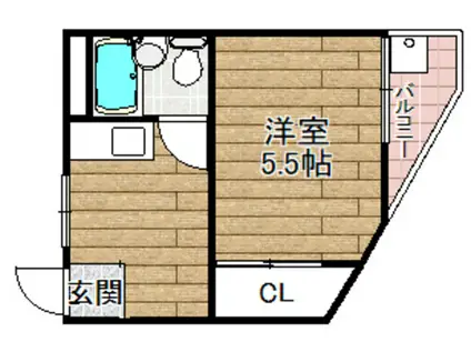 メゾンソレイユ1(1K/5階)の間取り写真