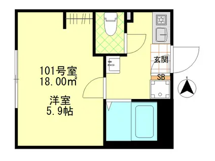 ルミナス千住大橋(1K/1階)の間取り写真