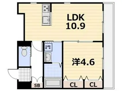 CARRE HEUREX GOJO(1LDK/1階)の間取り写真