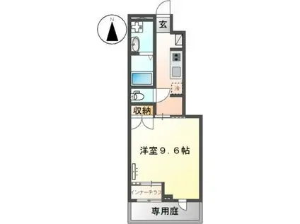 ソレイユ蓮台寺(1K/1階)の間取り写真