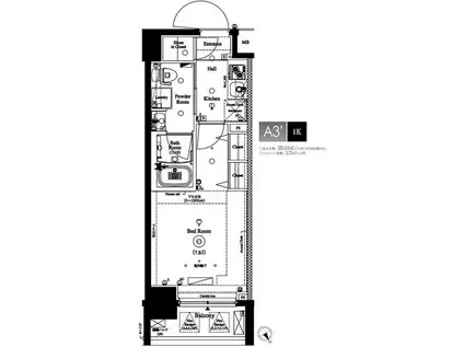AXAS池袋レジデンス(1K/2階)の間取り写真
