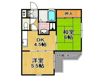 ハイツノダ(2DK/4階)の間取り写真