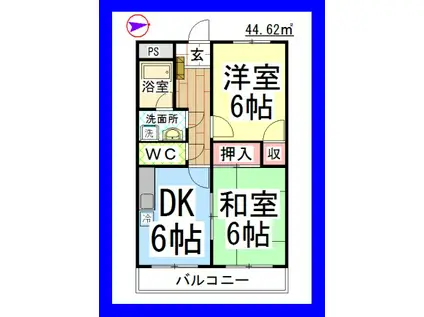 チャイルドシティB(2DK/3階)の間取り写真