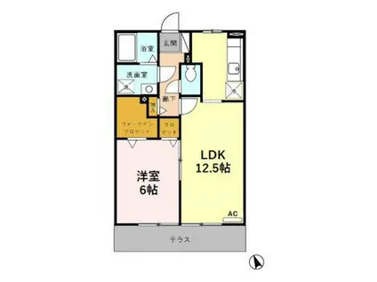 ノーブル千舟(1LDK/1階)の間取り写真