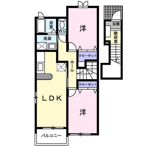 ヴィータ・リベラ国分寺B(2LDK/2階)の間取り写真