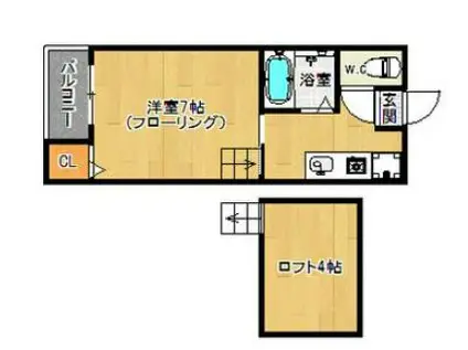 パームコート桜坂(1K/2階)の間取り写真