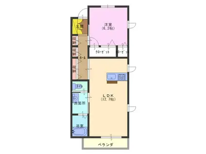 FRIENDLY(1LDK/1階)の間取り写真