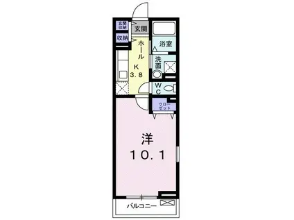 パラッツオ西海岸(1K/2階)の間取り写真