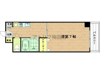 P-ウエスト(1K/9階)の間取り写真