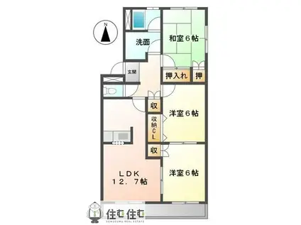 ベルクレスト(3LDK/3階)の間取り写真