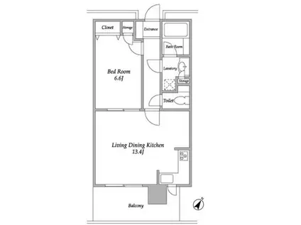 プラザタワー勝どき(1LDK/28階)の間取り写真