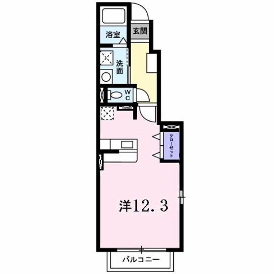 スカイハイツB(ワンルーム/1階)の間取り写真