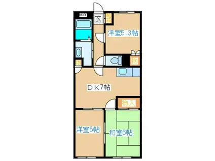 ハイブリッドレジデンスVII(3DK/2階)の間取り写真