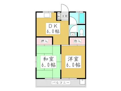 YMハイム 1(2DK/2階)の間取り写真